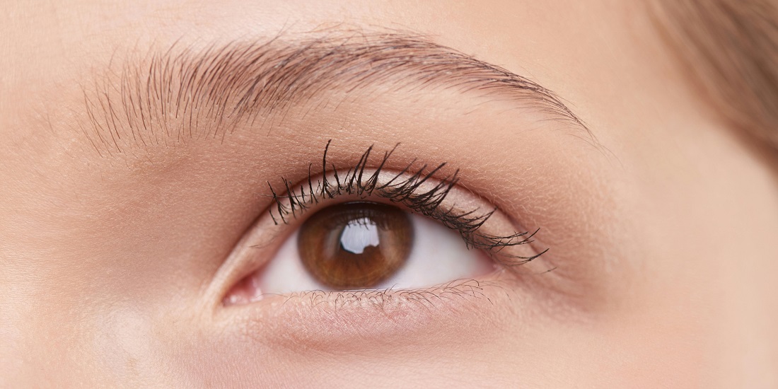 smeđe oko sa delikatnim trepavicama