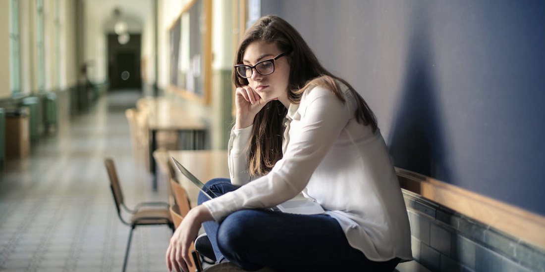 A young woman under stress.