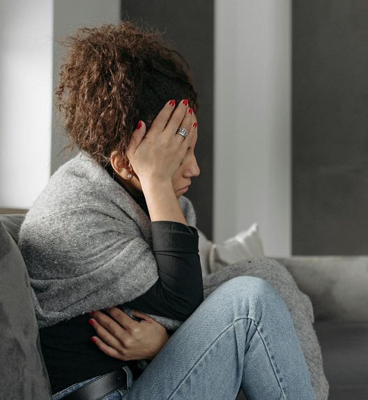 A person who feels headache and discomfort