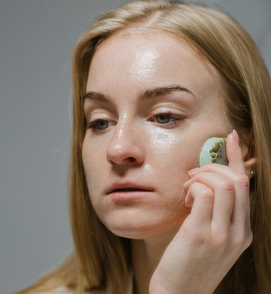 young woman with glowing skin